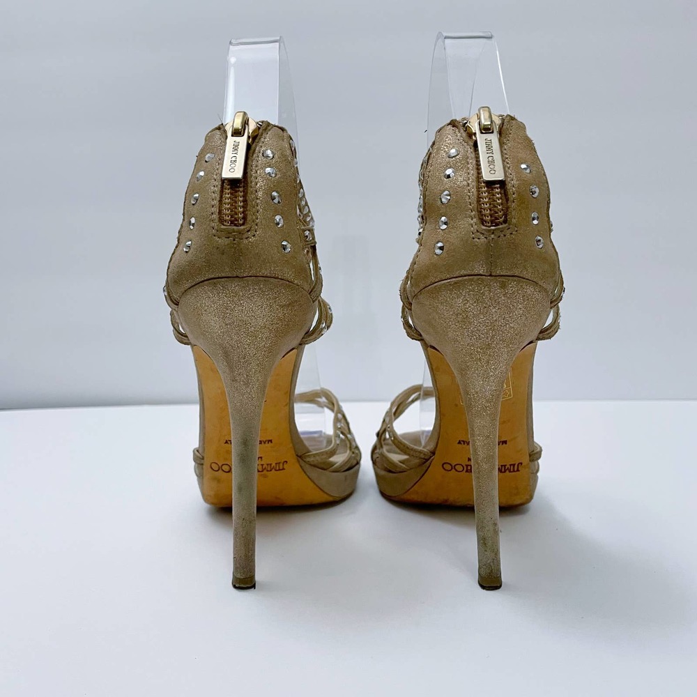 Jimmy Choo Gold Strappy Heels - Picture 4 of 10